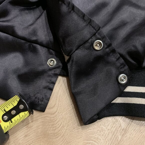 Vintage 90s Summit Racing Satin Bomber Jacket Men's XL Black 1993 Embroidered - Picture 7 of 11